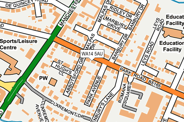 WA14 5AU map - OS OpenMap – Local (Ordnance Survey)