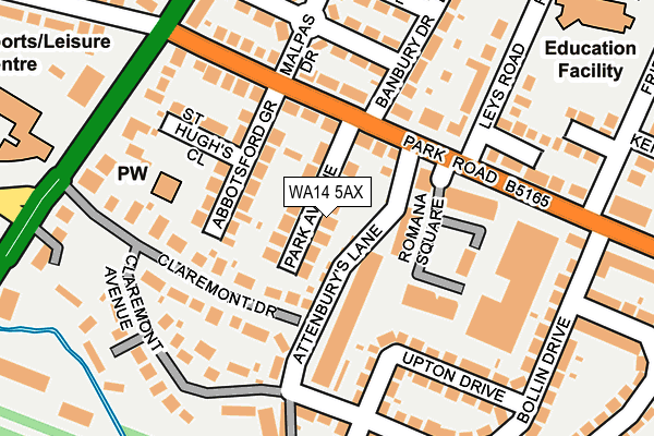 WA14 5AX map - OS OpenMap – Local (Ordnance Survey)