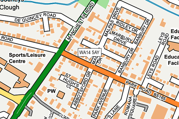 WA14 5AY map - OS OpenMap – Local (Ordnance Survey)