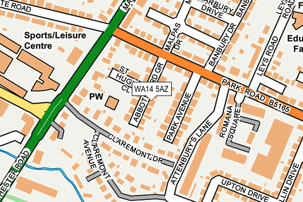 WA14 5AZ map - OS OpenMap – Local (Ordnance Survey)
