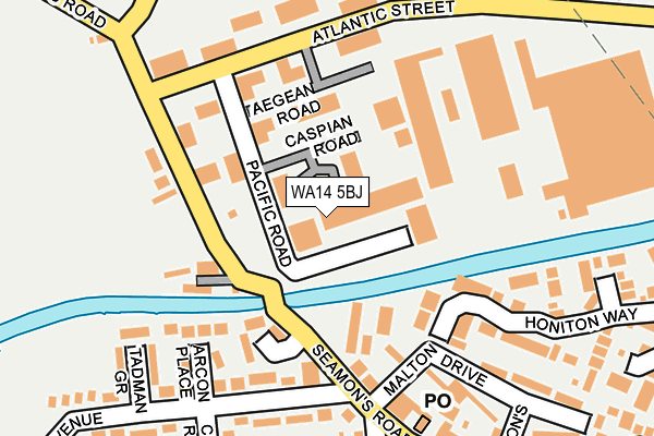 WA14 5BJ map - OS OpenMap – Local (Ordnance Survey)