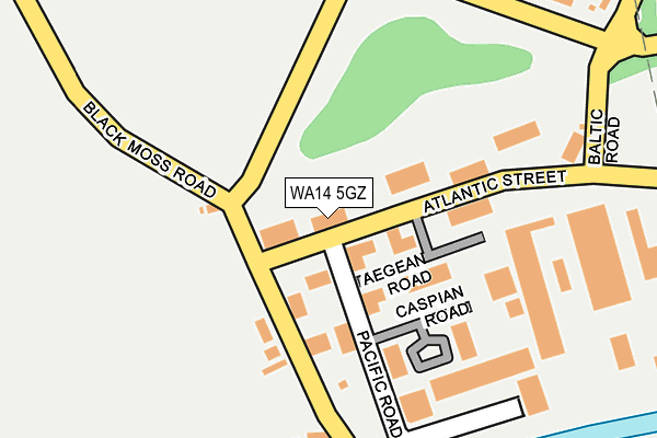 WA14 5GZ map - OS OpenMap – Local (Ordnance Survey)