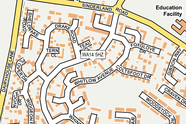 WA14 5HZ map - OS OpenMap – Local (Ordnance Survey)