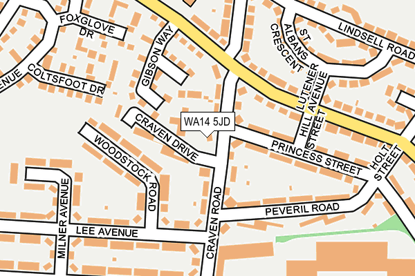 WA14 5JD map - OS OpenMap – Local (Ordnance Survey)