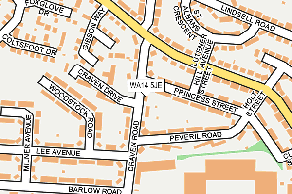 WA14 5JE map - OS OpenMap – Local (Ordnance Survey)