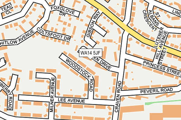 WA14 5JF map - OS OpenMap – Local (Ordnance Survey)