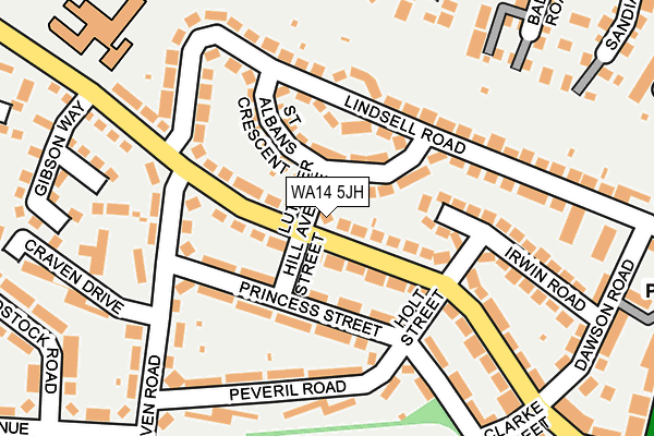 WA14 5JH map - OS OpenMap – Local (Ordnance Survey)