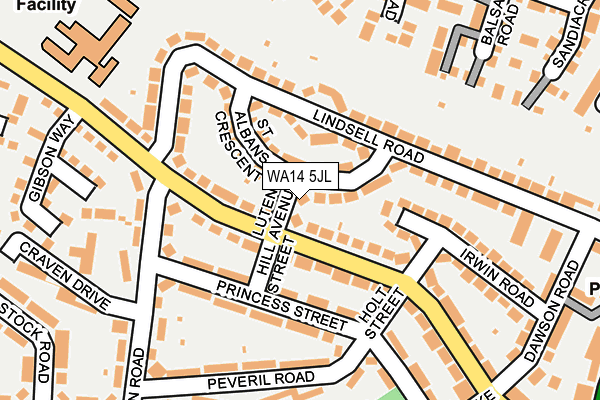 WA14 5JL map - OS OpenMap – Local (Ordnance Survey)