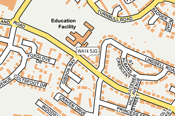WA14 5JQ map - OS OpenMap – Local (Ordnance Survey)