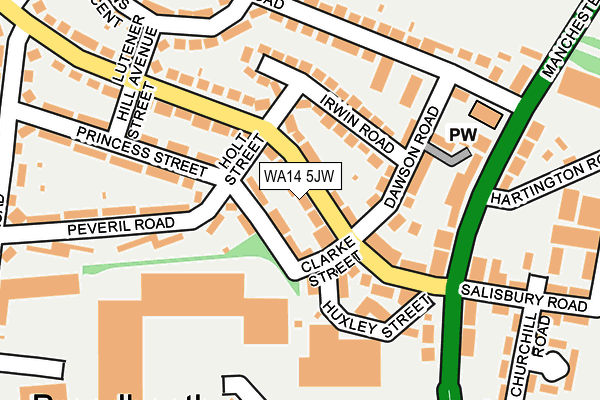 WA14 5JW map - OS OpenMap – Local (Ordnance Survey)