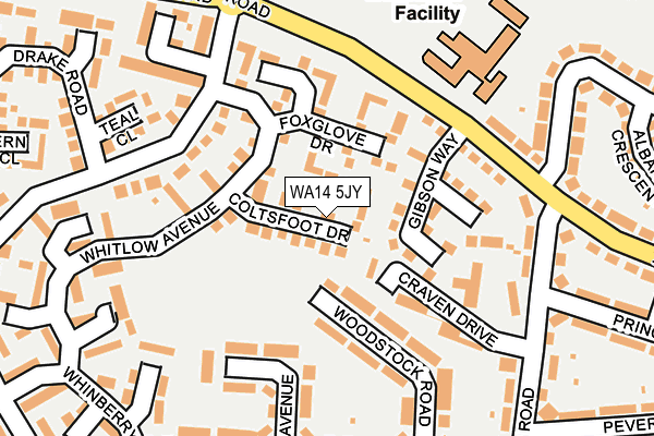 WA14 5JY map - OS OpenMap – Local (Ordnance Survey)