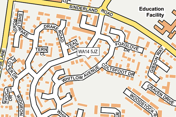 WA14 5JZ map - OS OpenMap – Local (Ordnance Survey)