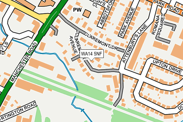 WA14 5NF map - OS OpenMap – Local (Ordnance Survey)