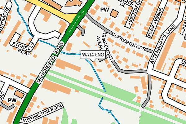 WA14 5NG map - OS OpenMap – Local (Ordnance Survey)