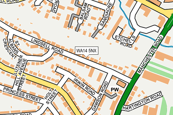 WA14 5NX map - OS OpenMap – Local (Ordnance Survey)