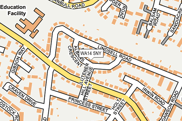 WA14 5NY map - OS OpenMap – Local (Ordnance Survey)