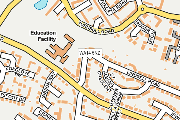 WA14 5NZ map - OS OpenMap – Local (Ordnance Survey)