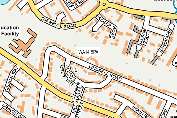 WA14 5PA map - OS OpenMap – Local (Ordnance Survey)