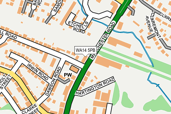 WA14 5PB map - OS OpenMap – Local (Ordnance Survey)