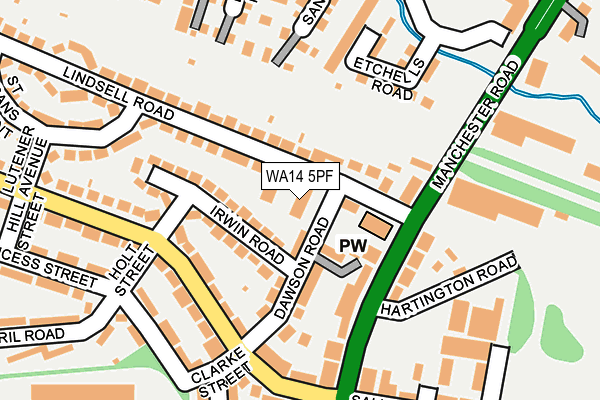 WA14 5PF map - OS OpenMap – Local (Ordnance Survey)