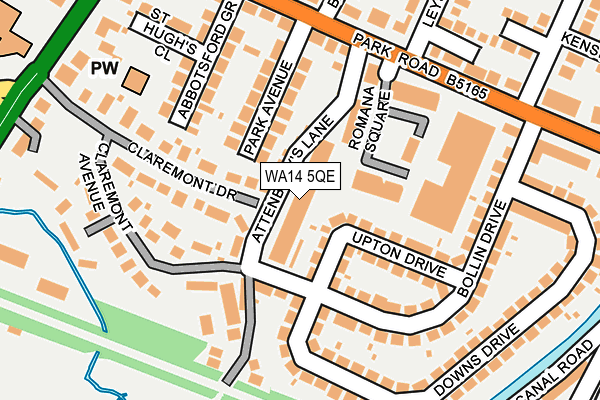 WA14 5QE map - OS OpenMap – Local (Ordnance Survey)