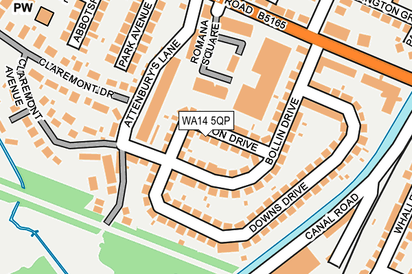 WA14 5QP map - OS OpenMap – Local (Ordnance Survey)