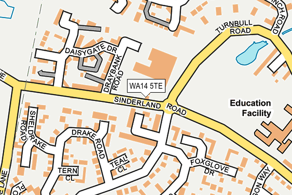 WA14 5TE map - OS OpenMap – Local (Ordnance Survey)