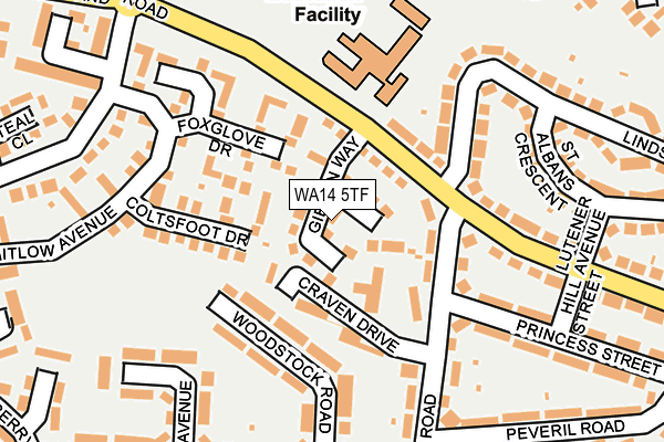 WA14 5TF map - OS OpenMap – Local (Ordnance Survey)