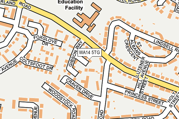 WA14 5TG map - OS OpenMap – Local (Ordnance Survey)