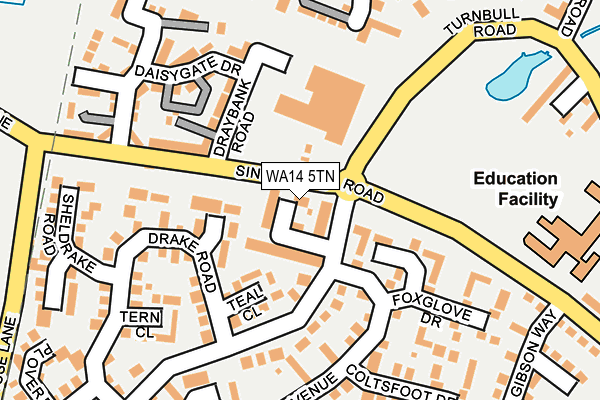 WA14 5TN map - OS OpenMap – Local (Ordnance Survey)