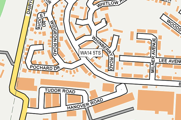 WA14 5TS map - OS OpenMap – Local (Ordnance Survey)