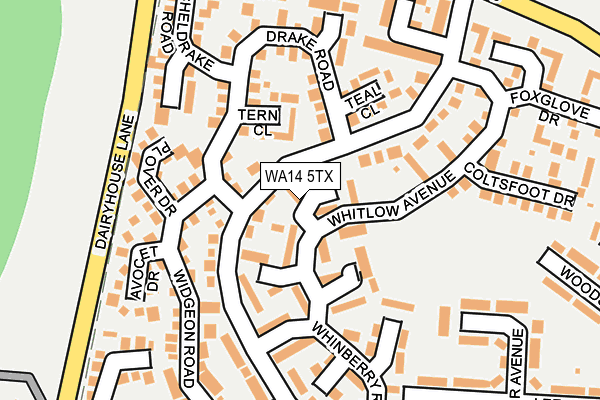 WA14 5TX map - OS OpenMap – Local (Ordnance Survey)