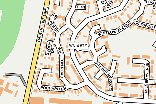 WA14 5TZ map - OS OpenMap – Local (Ordnance Survey)