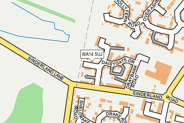 WA14 5UJ map - OS OpenMap – Local (Ordnance Survey)