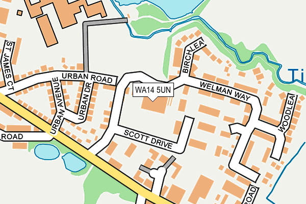 WA14 5UN map - OS OpenMap – Local (Ordnance Survey)