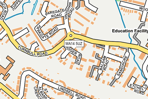 WA14 5UZ map - OS OpenMap – Local (Ordnance Survey)