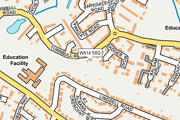 WA14 5XQ map - OS OpenMap – Local (Ordnance Survey)