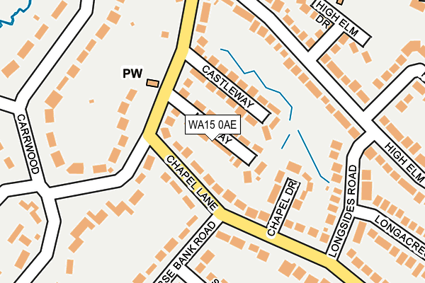 WA15 0AE map - OS OpenMap – Local (Ordnance Survey)