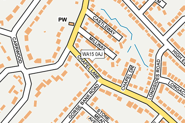 WA15 0AJ map - OS OpenMap – Local (Ordnance Survey)