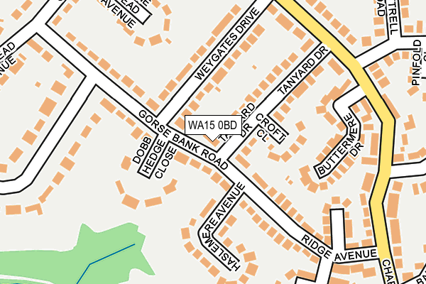 WA15 0BD map - OS OpenMap – Local (Ordnance Survey)