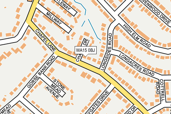 WA15 0BJ map - OS OpenMap – Local (Ordnance Survey)