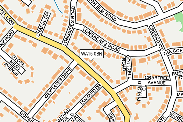 WA15 0BN map - OS OpenMap – Local (Ordnance Survey)