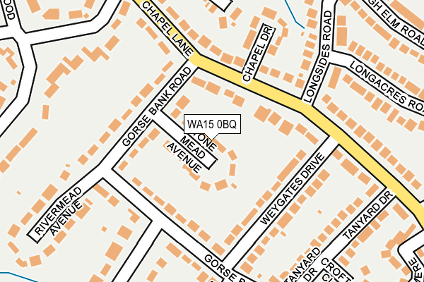 WA15 0BQ map - OS OpenMap – Local (Ordnance Survey)