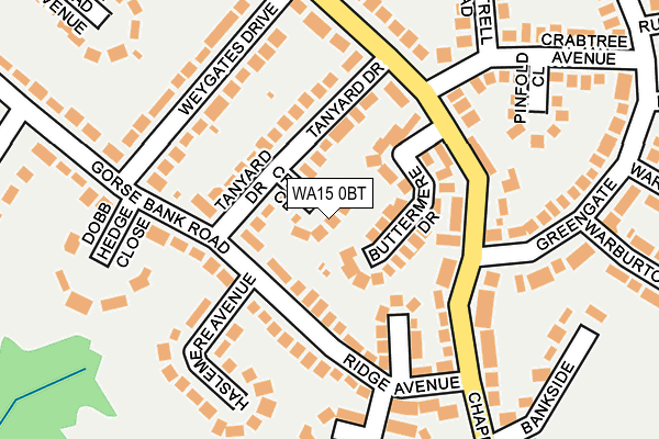 WA15 0BT map - OS OpenMap – Local (Ordnance Survey)