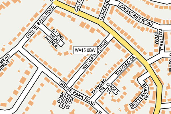 WA15 0BW map - OS OpenMap – Local (Ordnance Survey)