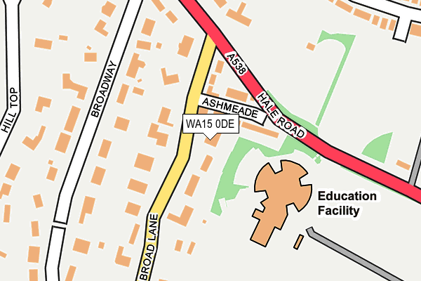 WA15 0DE map - OS OpenMap – Local (Ordnance Survey)