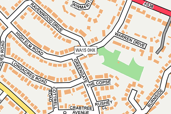 WA15 0HX map - OS OpenMap – Local (Ordnance Survey)