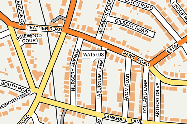 WA15 0JS map - OS OpenMap – Local (Ordnance Survey)