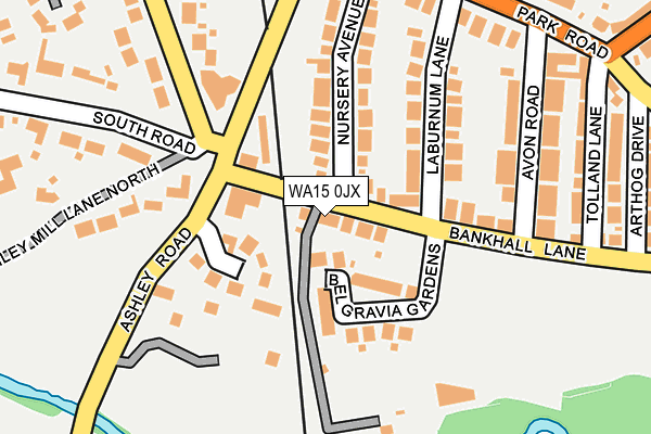 WA15 0JX map - OS OpenMap – Local (Ordnance Survey)