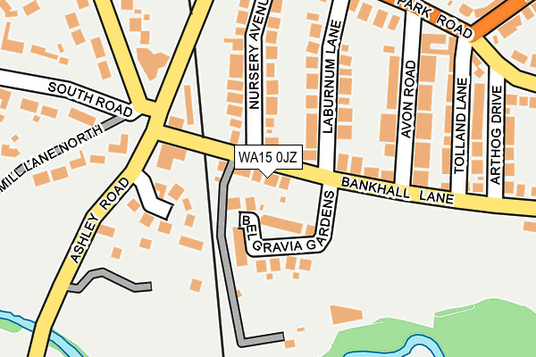 WA15 0JZ map - OS OpenMap – Local (Ordnance Survey)